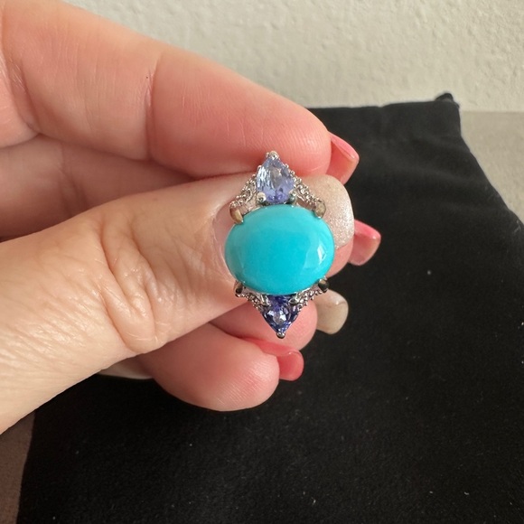 Turquoise, Tanzanite and CZ Ring by Colleen Lopez - Picture 7 of 9